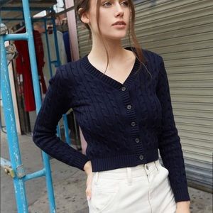 Brandy Melville Crop Navy Cardigan